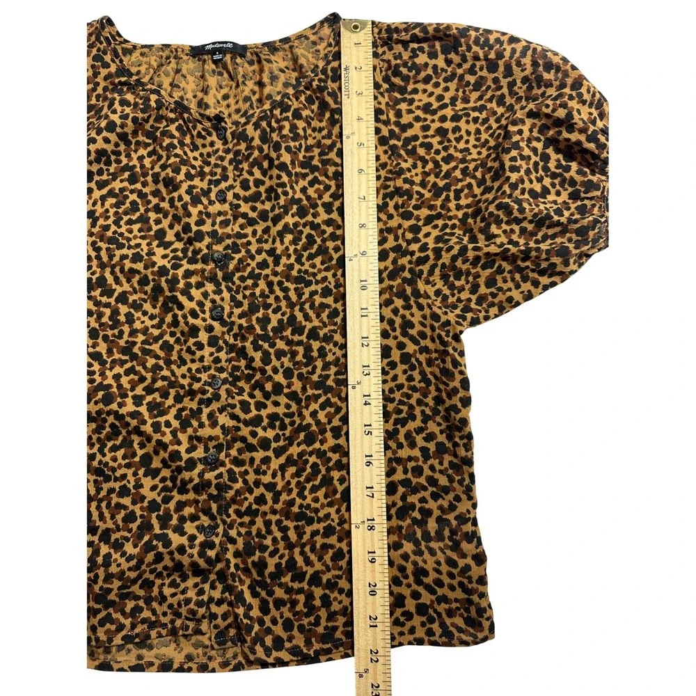 Madewell‎ Leopard Print Puff Sleeve Top Womens Size S Brown Excellent Condition